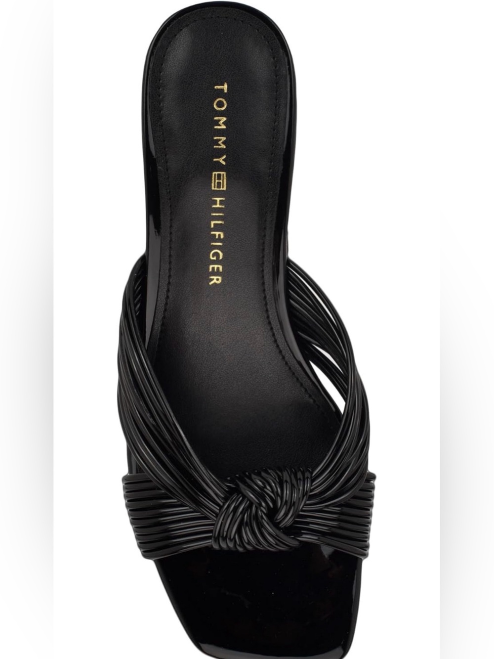 Tommy Hilfiger Black Knotted Multi-Strap Slide Mule